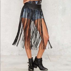 Festival Style Fringe Belt Skirt